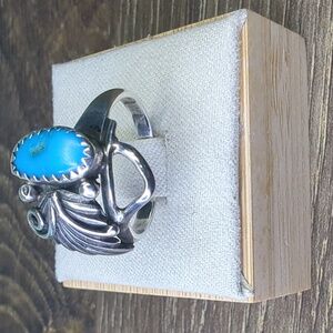 Vintage Turquoise Sterling Silver Ring Size 6
